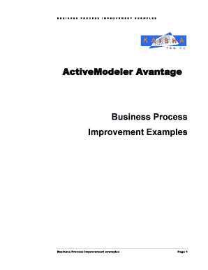 Example of pamphlet - ActiveModeler Avantage Business Process Improvement Examples