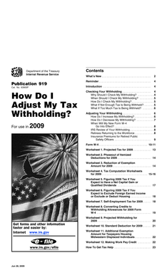IRS Publication 919 2009