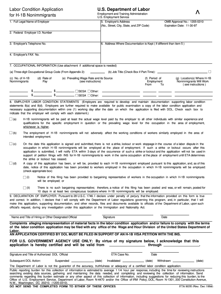 Fillable Online doleta eta form 9142 for h1b Fax Email Print pdfFiller
