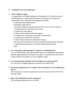 B. YouthBuild FAQ: Grant Application 1. Who is eligible to apply ... - doleta