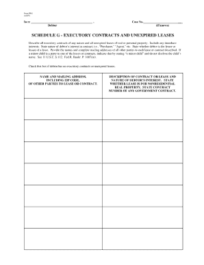 how to fill out form b6g schedule g executory contracts and unexpired leases