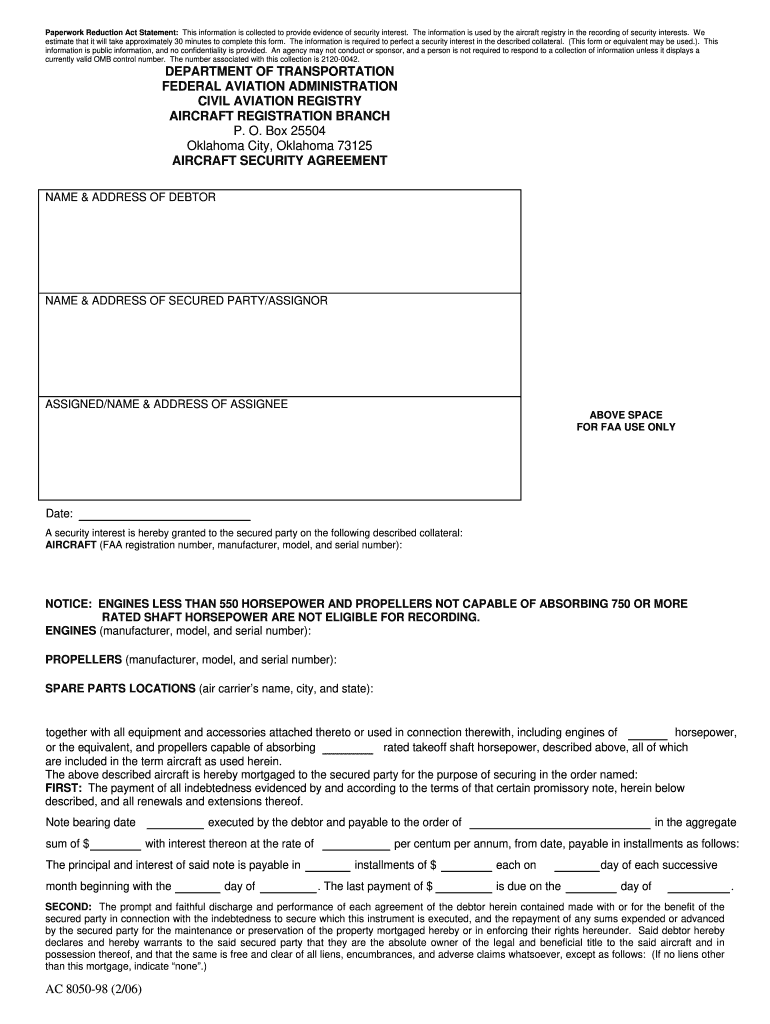 aircraft security agreement 2006 form Preview on Page 1