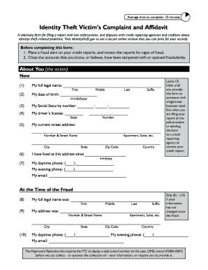 Id theft affidavit printable - ftc identity theft report pdf
