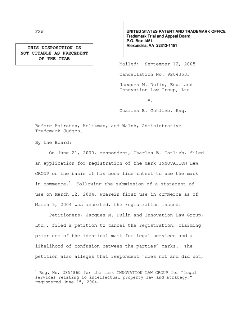 Interlocutoy Cancellation Form - U S Patent and Trademark Office - uspto Preview on Page 1