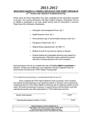 Utsa required athlete medical forms