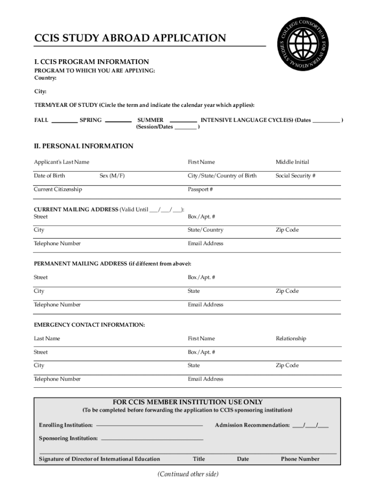 ccis application Preview on Page 1