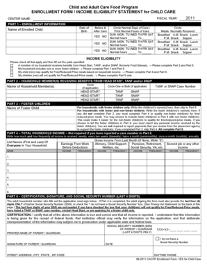 Child and Adult Care Food Program Enrollment Form