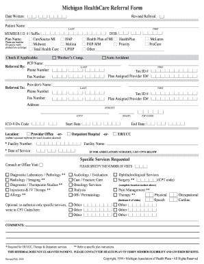 michigan healthcare referral form fill online printable fillable michigan healthcare referral form
