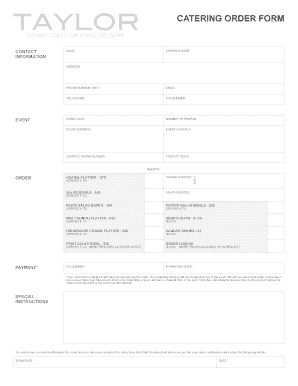 20 Printable Catering Order Forms Templates Fillable Samples In Pdf Word To Download Pdffiller