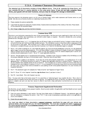 US Customs Clearance Power of Attorney