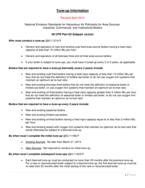 Boiler Tune-Up Compliance Form