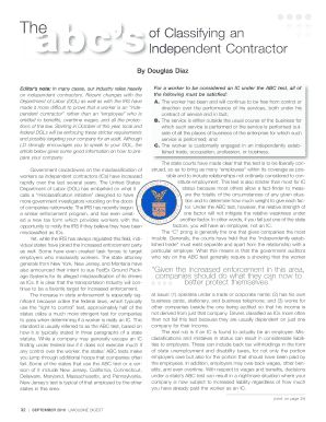 Fillable Online Of Classifying an Independent Contractor Fax Email ...