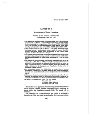 MATTER OF H In Adjustment of Status Proceedings - justice