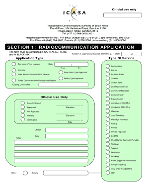 ICASA Radiocommunication Application Form
