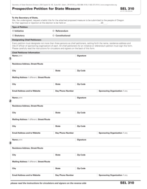 Oregon State Measure Petition Form SEL 310