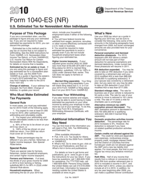US Nonresident Alien Estimated Tax Form 1040-ES (NR)