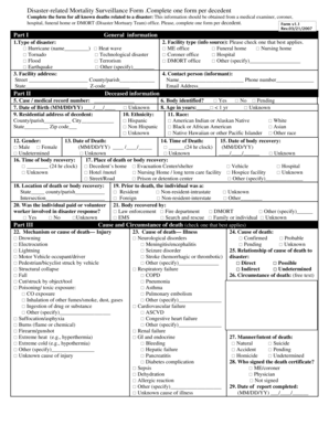 Disaster-Related Mortality Surveillance Form