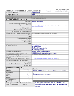 Fillable Online rurdev usda application for federal assistance sf 424 ...