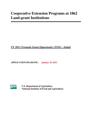 Cooperative Extension Programs at 1862 Land-grant Institutions FY 2011 Formula Grant Opportunity (FGO) - Initial