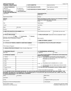 Federal Assistance Application Form