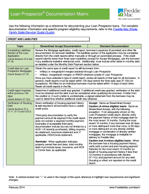 freddie mac loan prospector documentation matrix