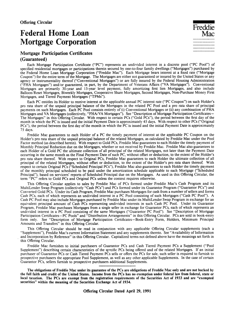 F dd' Federal Home Loan reMziS - Freddie Mac Preview on Page 1