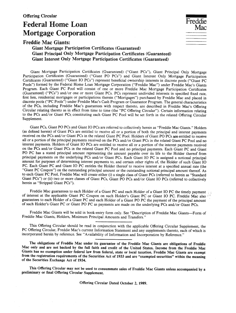 Federal Home Loan M Fre1C 1,Idai - Freddie Mac Preview on Page 1