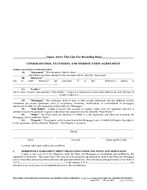 New York Consolidation Extension Modification Agreement