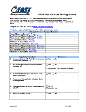 FAST Web Services Testing Survey - USPS