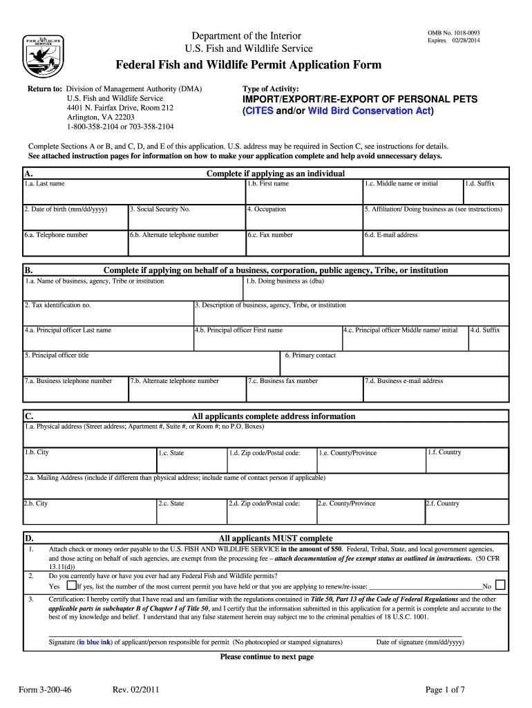 Wildlife application form Fill out & sign online DocHub