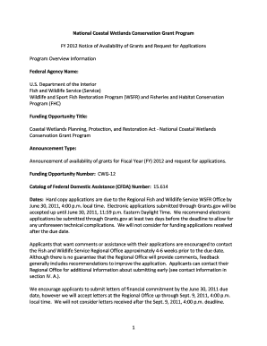 federal register coastal wetland grant