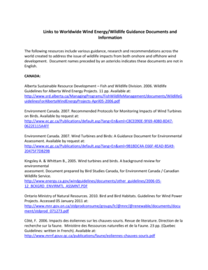 Links to Worldwide Wind Energy /Wildlife Guidance Documents and - fws