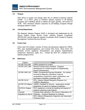 gsa asbestos management policy form