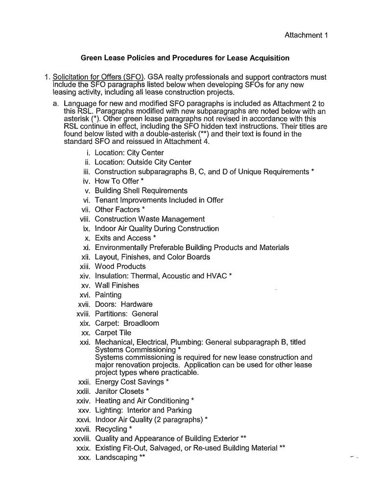 Attach Green Lease Policies and Procedures for Lease - GSA - gsa Preview on Page 1