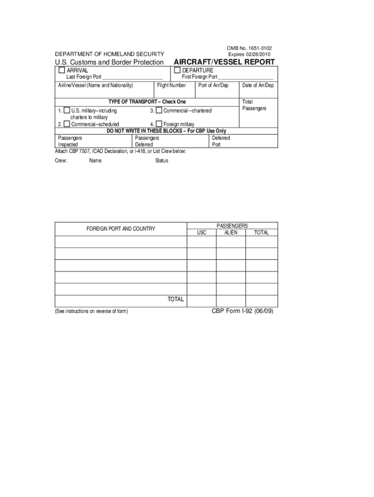 i 92 form fee waiver Preview on Page 1