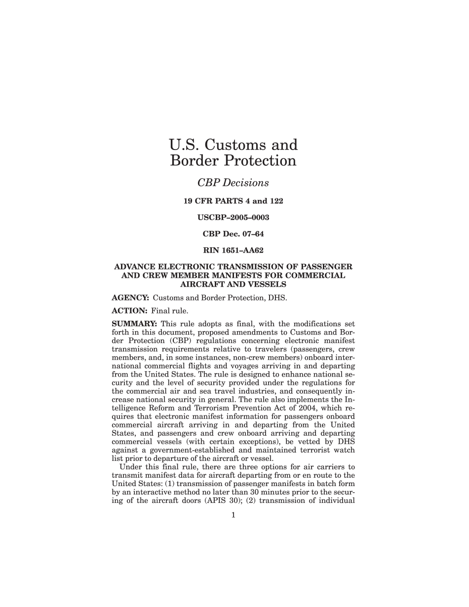 Convert U.S. Customs And Border Protection
