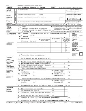 US Individual Income Tax Return 1040A