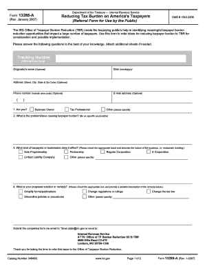 IRS Form 13285-A Reducing Tax Burden