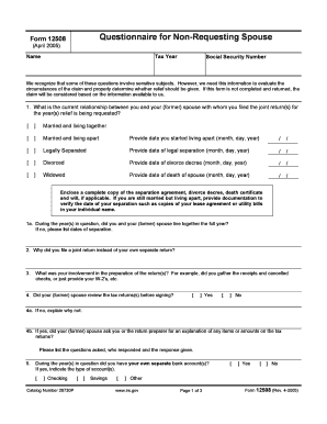 IRS Form 12508 Questionnaire for Non-Requesting Spouse