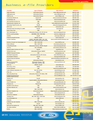 IRS Business e-file Providers List