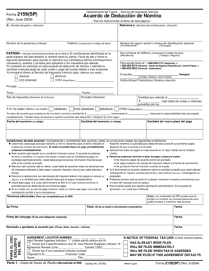 Forma 2159(SP) De Acuerdo de Deducción de Nómina