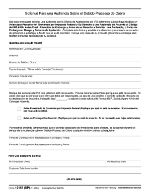 Solicitud Para una Audiencia Sobre el Debido Processo de Cobro