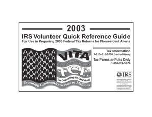 IRS Volunteer Quick Reference Guide 2003