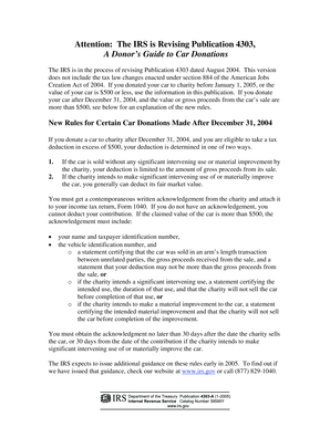 IRS Publication 4303 Car Donation Guide