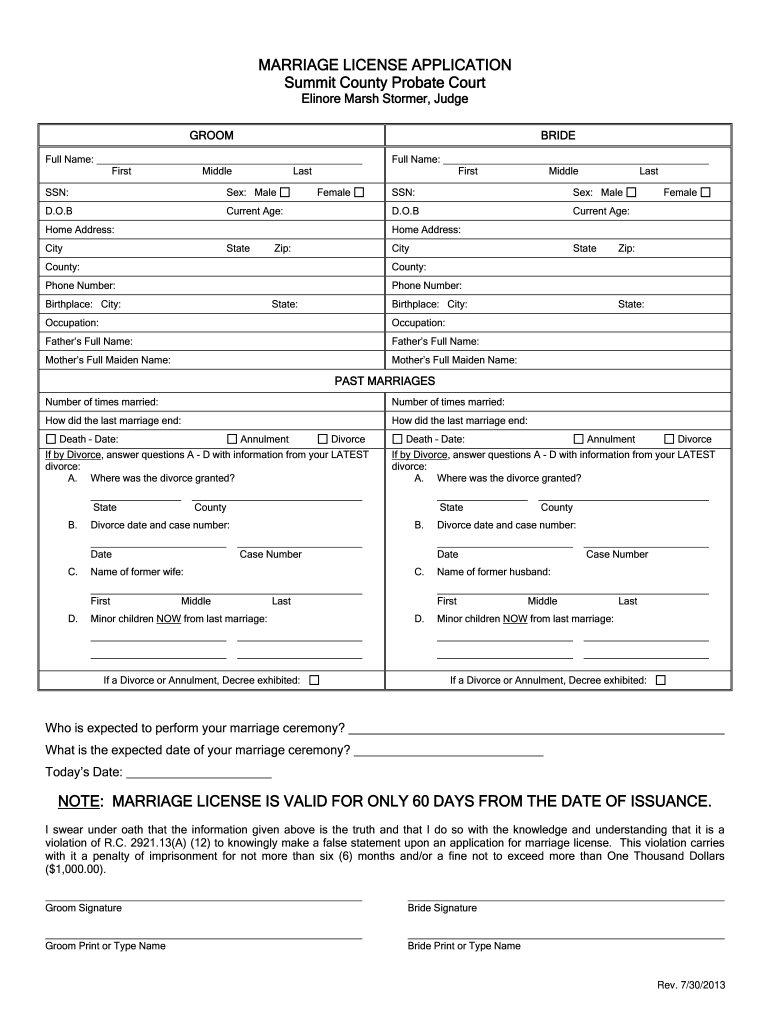 Ohio Marriage Certificate Example Fill Online Printable Fillable