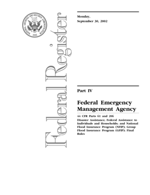 Fema status - 44 CFR Parts 61 and 206 Disaster Assistance Federal Assistance to Individuals and Households and National Flood Insurance Program (NFIP) Group Flood Insurance Program (GFIP) Final Rules - fema