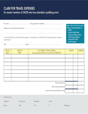 Travel claim check sheet fillable form