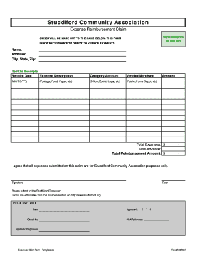 Expenses Claim Form Template from www.pdffiller.com