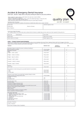 Accident & Emergency Dental Insurance Claim Form