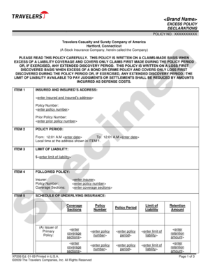 Excess Policy Declarations